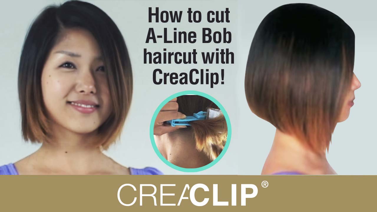 cut A-line bob on self creaclip hair cutting tool shark tank products